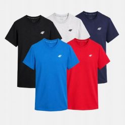 KOMPLET KOSZULEK MĘSKICH 4F ZESTAW 5PAK T-SHIRT TTSHM3341. T-shirty męskie 4f, l, bez wzorów, z bawełny, sportowe, bez kołnierzyka. Za 116.00 zł.