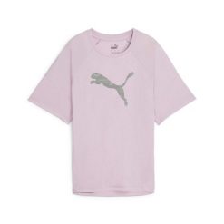 Damska koszulka z nadrukiem EVOSTRIPE PUMA Grape Mist Purple. Fioletowe koszulki sportowe damskie Puma, m, bez wzorów, bez kołnierzyka, bez ramiączek, na jogę i pilates. Za 85.99 zł.