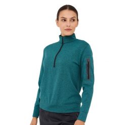 Bluza damska wełniana rozpinana Brubeck OUTDOOR MERINO. Zielone bluzy damskie Brubeck, xl, bez wzorów, z elastanu, bez kaptura. Za 299.00 zł.