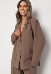 Brązowa Marynarka Oversize Pudełkowa z Kieszeniami z Modalu Mavelisse. Brązowe żakiety damskie Born2be, l, bez wzorów, z jeansu, eleganckie. Za 209.99 zł.