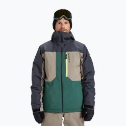 Kurtka snowboardowa męska Quiksilver Dawson. Zielone kurtki snowboardowe męskie Quiksilver, m, bez wzorów, z materiału, bez kaptura, snowboardowy. Za 858.75 zł.