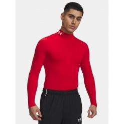 Longsleeve męski Under Armour Comp Mock UA Armour. Czerwone bluzy męskie Under Armour, m, bez wzorów, bez kaptura. Za 189.99 zł.
