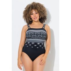 Damskie Strój kąpielowy wzorzysty okrągły dekolt miękkie miseczki z recyklingu. Czarne kostiumy jednoczęściowe damskie Ulla Popken, plus size, bez wzorów, z elastanu, sportowe, plus size. Za 239.99 zł.