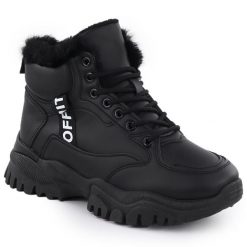 Sneakersy damskie ocieplane na grubej podeszwie czarne News 9121. Czarne botki damskie NEWS, ze skóry ekologicznej, sportowe, bez obcasa, bez zapięcia. Za 149.99 zł.