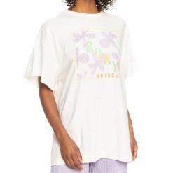 Koszulka turystyczna damska Roxy Sweet Flower. Białe t-shirty damskie Roxy, bez wzorów, z bawełny, bez kołnierzyka. Za 111.55 zł.