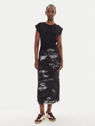 Desigual Sukienka codzienna Good News 24WWVK77 Czarny Regular Fit. Czarne sukienki damskie Desigual, na co dzień, xs, bez wzorów, z syntetyku, bez kołnierzyka, bez ramiączek, proste. Za 249.99 zł.