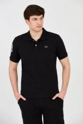 LA MARTINA Czarne polo z małym logo. Czarne koszulki polo męskie La Martina, m, bez wzorów, bez ramiączek. W wyprzedaży za 399.99 zł.