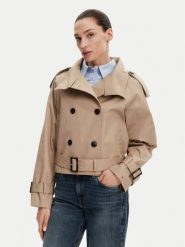 Tommy Hilfiger Trencz WW0WW43933 Beżowy Regular Fit. Brązowe płaszcze damskie Tommy Hilfiger, bez wzorów, z bawełny, bez kaptura. Za 719.99 zł.