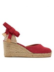 Castañer Espadryle Carina/6/002 021644 Czerwony. Czerwone sandały damskie Castañer, bez wzorów, z materiału, bez obcasa, bez zapięcia. Za 439.99 zł.