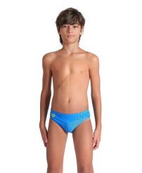Kąpielówki Arena Dim Light Swim Briefs Junior. Niebieskie kąpielówki dla chłopców Arena, bez wzorów, z materiału. Za 73.99 zł.