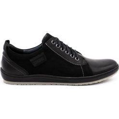 Kampol Buty męskie casual skórzane 61KAM czarne. Czarne półbuty na co dzień męskie casualowe, bez zapięcia. Za 367.89 zł.