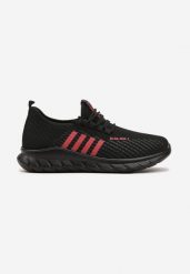Czarno-Czerwone Sznurowane Buty Sportowe Sneakersy na Grubszej Podeszwie ze Skarpetkową Cholewką Reelia. Czarne buty sportowe męskie Born2be, bez zapięcia, trekkingowe. Za 79.99 zł.