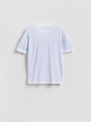 T-shirt regular fit z lyocellem - jasnoniebieski. Niebieskie t-shirty męskie Reserved, l, bez wzorów, z bawełny, bez kołnierzyka. Za 99.99 zł.