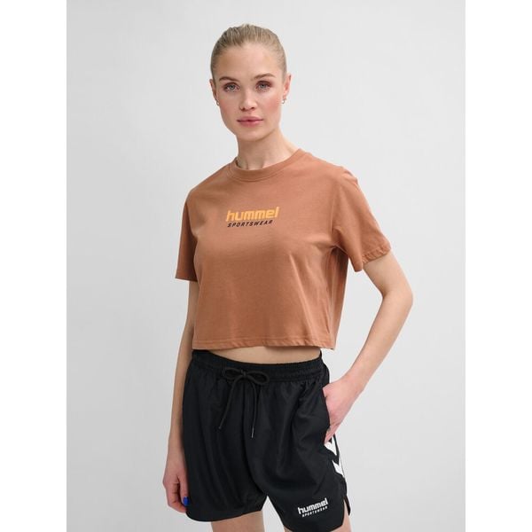 Damska koszulka crop top Hummel LGC Malu. Brązowe koszulki sportowe damskie Hummel, bez wzorów, z dżerseju, klasyczne, bez kołnierzyka. Za 113.50 zł.