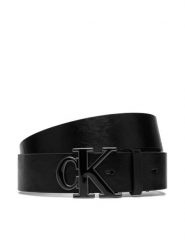 Calvin Klein Pasek Ck Enamel Buckle 40Mm LV04D7150G Czarny. Czarne paski damskie Calvin Klein, bez wzorów, ze skóry. Za 289.99 zł.