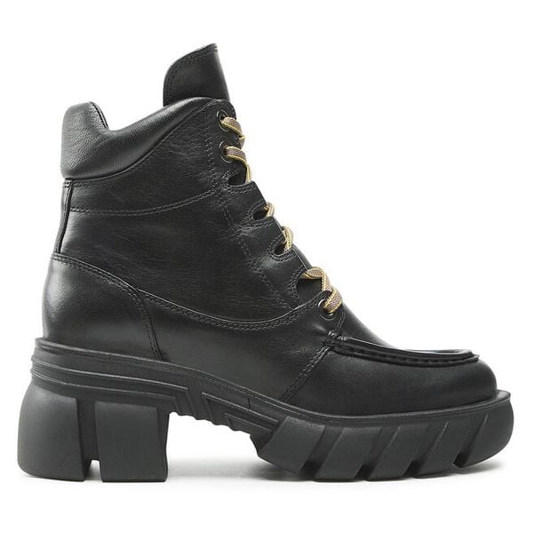Botki Badura. Czarne botki damskie Badura, bez obcasa, na słupku, bez zapięcia. Za 449.99 zł.