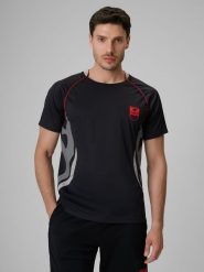 4F Koszulka piłkarska regular szybkoschnąca męska - czarna XXL. Czarne koszulki sportowe męskie 4f, l, bez wzorów, z materiału, bez kołnierzyka, bez ramiączek, na fitness i siłownię. Za 129.99 zł.