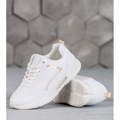 SHELOVET Białe Buty Sportowe. Białe obuwie sportowe damskie SHELOVET, bez wzorów, z materiału, trekkingowe. Za 79.00 zł.