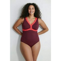 Damski Strój kąpielowy obszycia miękkie miseczki głębokie plecy z recyklingu. Czerwone kostiumy jednoczęściowe damskie Ulla Popken, plus size, bez wzorów, z elastanu, sportowe, plus size, do pływania. W wyprzedaży za 191.99 zł.