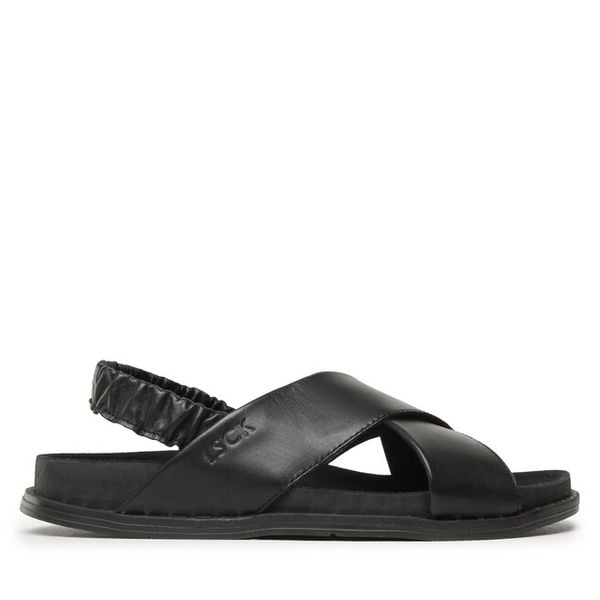 Sandały Lasocki. Czarne sandały damskie Lasocki, bez wzorów, bez obcasa, na płaskiej podeszwie, bez zapięcia. Za 179.99 zł.