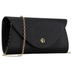 Brokatowa kopertówka damska wykonana z tkaniny syntetycznej w czarnym kolorze Rovicky R-XS029-2. Czarne kopertówki damskie ROVICKY, bez wzorów, z syntetyku, bez dodatków. Za 45.00 zł.