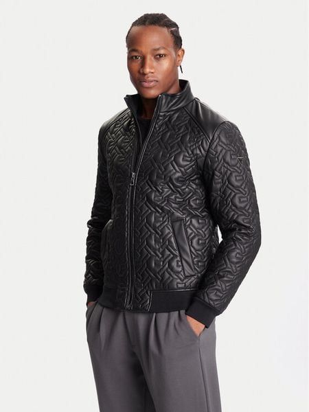 Guess Kurtka z imitacji skóry M5BL2E W1050 Czarny Regular Fit. Czarne kurtki męskie Guess, m, z aplikacjami, ze skóry, bez kaptura. Za 419.99 zł.