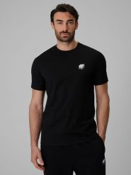 4F T-shirt regular gładki męski - czarny XL. Czarne t-shirty męskie 4f, m, bez wzorów, biznesowe, bez kołnierzyka. Za 59.99 zł.