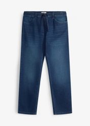 Jeansy relaxed fit z elastyczną wstawką w pasie, straight. Niebieskie jeansy męskie bonprix. Za 84.99 zł.