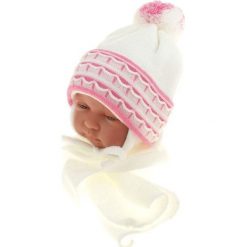 Czapka niemowlęca z szalikiem CZ+S 008D biała. Czapki dla dzieci marki Proman. Za 36.70 zł.
