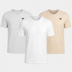 ZESTAW T-SHIRT MĘSKI 4F KOMPLET KOSZULEK 3PAK. T-shirty męskie 4f, m, bez wzorów, z bawełny, sportowe, bez kołnierzyka. Za 117.99 zł.