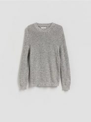 Strukturalny sweter - złamana biel. Swetry przez głowę męskie Reserved, l, bez wzorów, z bawełny, bez kołnierzyka. Za 139.99 zł.