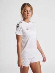 Koszulka damska Hummel Core Poly. Białe koszulki sportowe damskie Hummel, m, bez wzorów, z materiału, bez kołnierzyka, bez ramiączek, do piłki ręcznej. Za 105.00 zł.