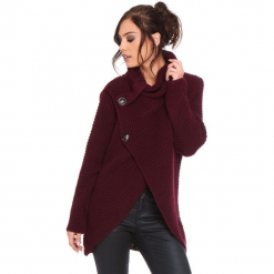 Kardigan "Stone" w kolorze bordowym. Czerwone kardigany damskie Cosy Winter, ze splotem. W wyprzedaży za 181.95 zł.