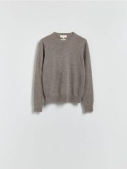 Wełniany sweter z dodatkiem kaszmiru - brązowy. Brązowe swetry damskie Reserved, l, bez wzorów, z dzianiny, bez kołnierzyka, bez ramiączek, bez kaptura. Za 299.99 zł.