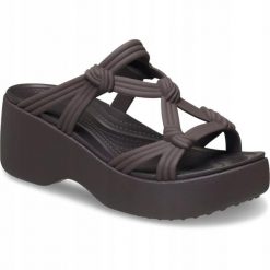 Crocs Damskie Sandały Brooklyn Knot Sky Sandal. Brązowe sandały damskie Crocs, bez wzorów, z materiału, bez obcasa, bez zapięcia. Za 299.99 zł.