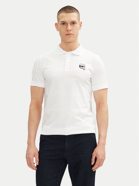 KARL LAGERFELD Polo 745710 500224 Biały Regular Fit. Białe koszulki polo męskie KARL LAGERFELD, l, bez wzorów, z bawełny, bez ramiączek. Za 299.99 zł.