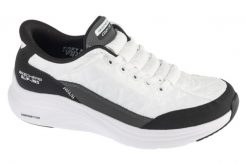 Buty sportowe Sneakersy damskie, Slip-ins: Contour Foam - Cozy Fit. Białe obuwie sportowe damskie Skechers, bez wzorów, z materiału, trekkingowe. Za 399.99 zł.