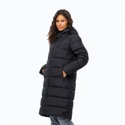 Płaszcz puchowy damski Jack Wolfskin Frozen Palace. Czarne płaszcze damskie Jack Wolfskin, na zimę, l, bez wzorów, z puchu, bez kaptura. Za 1,469.00 zł.