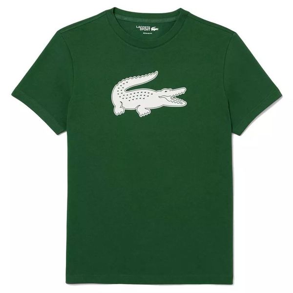 Koszulka Lacoste TH204200YRR. Zielone koszulki sportowe męskie Lacoste, l, bez wzorów, z materiału, bez kołnierzyka, bez ramiączek, na fitness i siłownię. Za 298.00 zł.