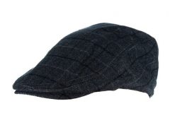 Granatowy Męski Kaszkiet, Jesienno-Zimowy, Ocieplany w Kratę. Niebieskie czapki i kapelusze męskie Pako Jeans, na jesień, bez wzorów, z materiału. Za 49.00 zł.
