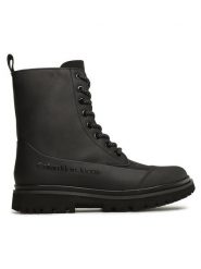 Calvin Klein Jeans Trzewiki Chunky Combat Laceup Boot Rub YW0YW01066 Czarny. Czarne botki damskie Calvin Klein Jeans, z jeansu, bez obcasa, na płaskiej podeszwie, bez zapięcia. Za 719.99 zł.