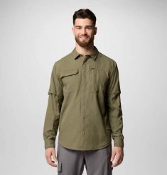 COLUMBIA Koszula męska Skien Valley Long Sleeve Shirt stone green-L. Zielone bluzki z długim rękawem męskie Columbia, l, bez wzorów, z materiału, bez kołnierzyka. Za 213.05 zł.