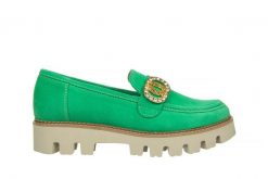 Mokasyny Bayla-159 4806 066-P Seledyn Welur 159123, Skóra naturalna - 38. Zielone mokasyny damskie Bayla, ze skóry, biznesowe. W wyprzedaży za 179.10 zł.