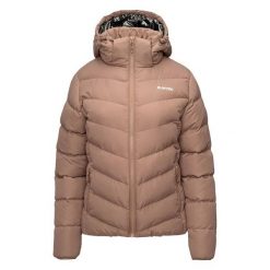 Kurtka Ocieplana Damska Zimowa Varmi. Brązowe kurtki sportowe damskie Hi-tec, na zimę, bez wzorów, z puchu, bez kaptura, trekkingowe. Za 331.99 zł.
