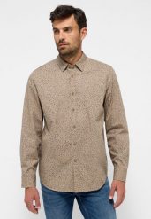Męska Koszula MUSTANG Elmore Allover Print on Beige 1015906 12672. Brązowe koszule męskie Mustang, m, bez wzorów, bez kołnierzyka, bez ramiączek. Za 139.99 zł.