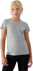 KOSZULKA BAWEŁNIANA T-SHIRT DZIEWCZĘCY 4F JTSD001. Bluzki dla dziewczynek 4f, bez wzorów, z bawełny, bez ramiączek. Za 30.00 zł.
