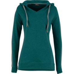 Sweter dresowy z kontrastowymi wstawkami i troczkami bonprix głęboki zielony. Swetry damskie bonprix. Za 59.99 zł.