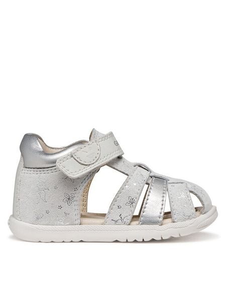 Geox Sandały B Sandal Macchia Gir B254WB 007NF C0007 Szary. Szare sandały dziewczęce Geox, ze skóry, bez zapięcia. Za 189.99 zł.