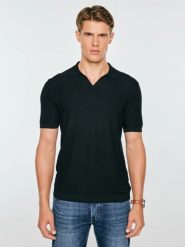 Sweter męski polo z krótkim rękawem czarny enzo 907. Czarne swetry przez głowę męskie Big Star, l, bez wzorów, z dzianiny, bez kołnierzyka. Za 159.99 zł.