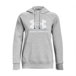 Bluza damska z kapturem Under Armour Rival Fleece Big Logo. Białe bluzy sportowe damskie Under Armour, bez wzorów, z kapturem, do biegania. Za 276.50 zł.